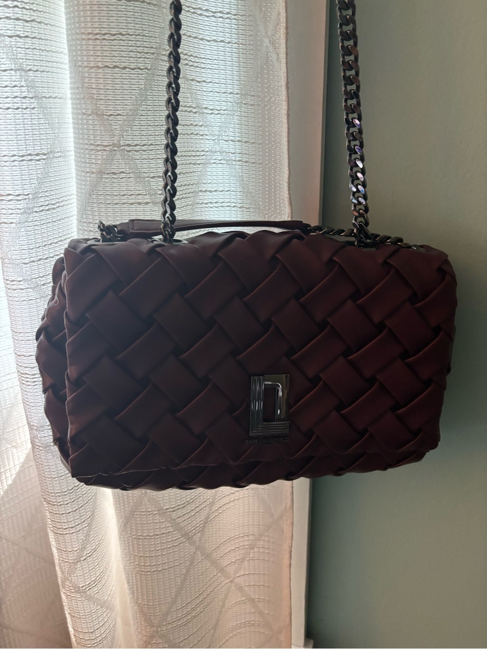 Karl lagerfeld woven leather shoulder bag
